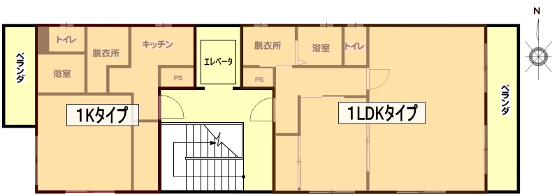 リディアランス上町台は1フロアに2住戸で独立性が保たれた配置になっています