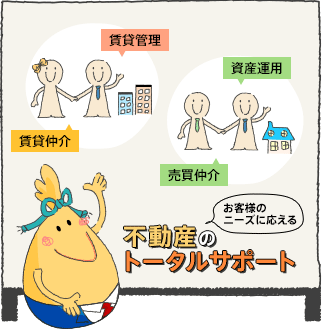 お客様のニーズに応える不動産のトータルサポート　賃貸仲介　賃貸管理　資産運用　売買仲介